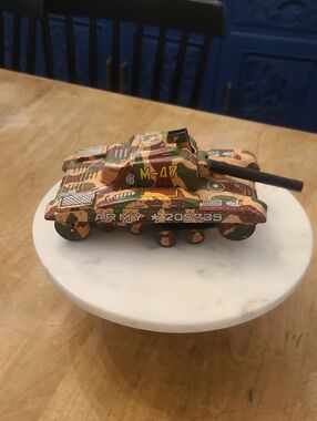 Vintage 1950s Linemar Tin Tank Toy M-47 Japan Display As-Is